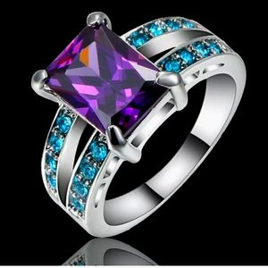 New Amethyst White Gold Filled Ring.